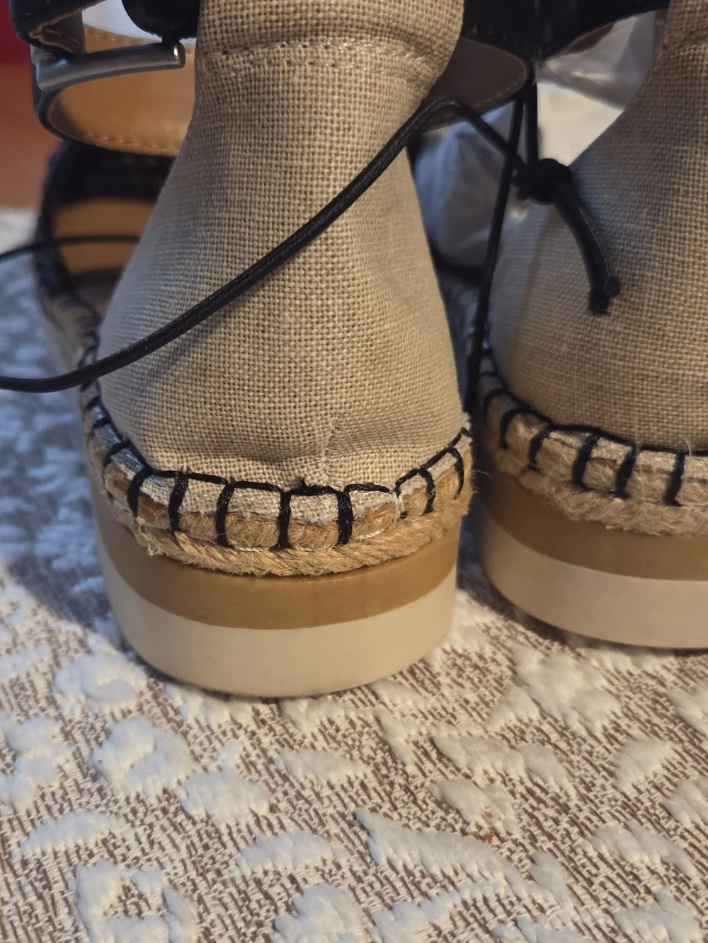 Black Woven Espadrille Ankle-Strap Sandals